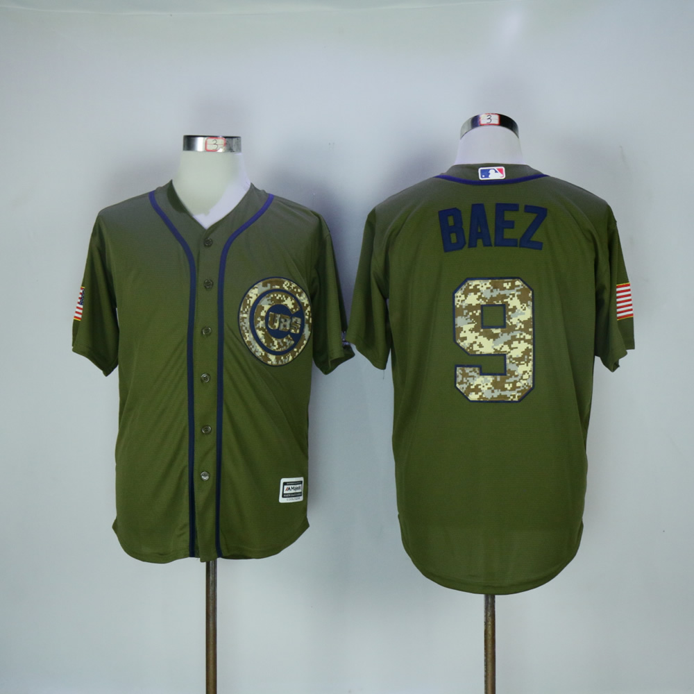 Men Chicago Cubs #9 Baez Green MLB Jerseys